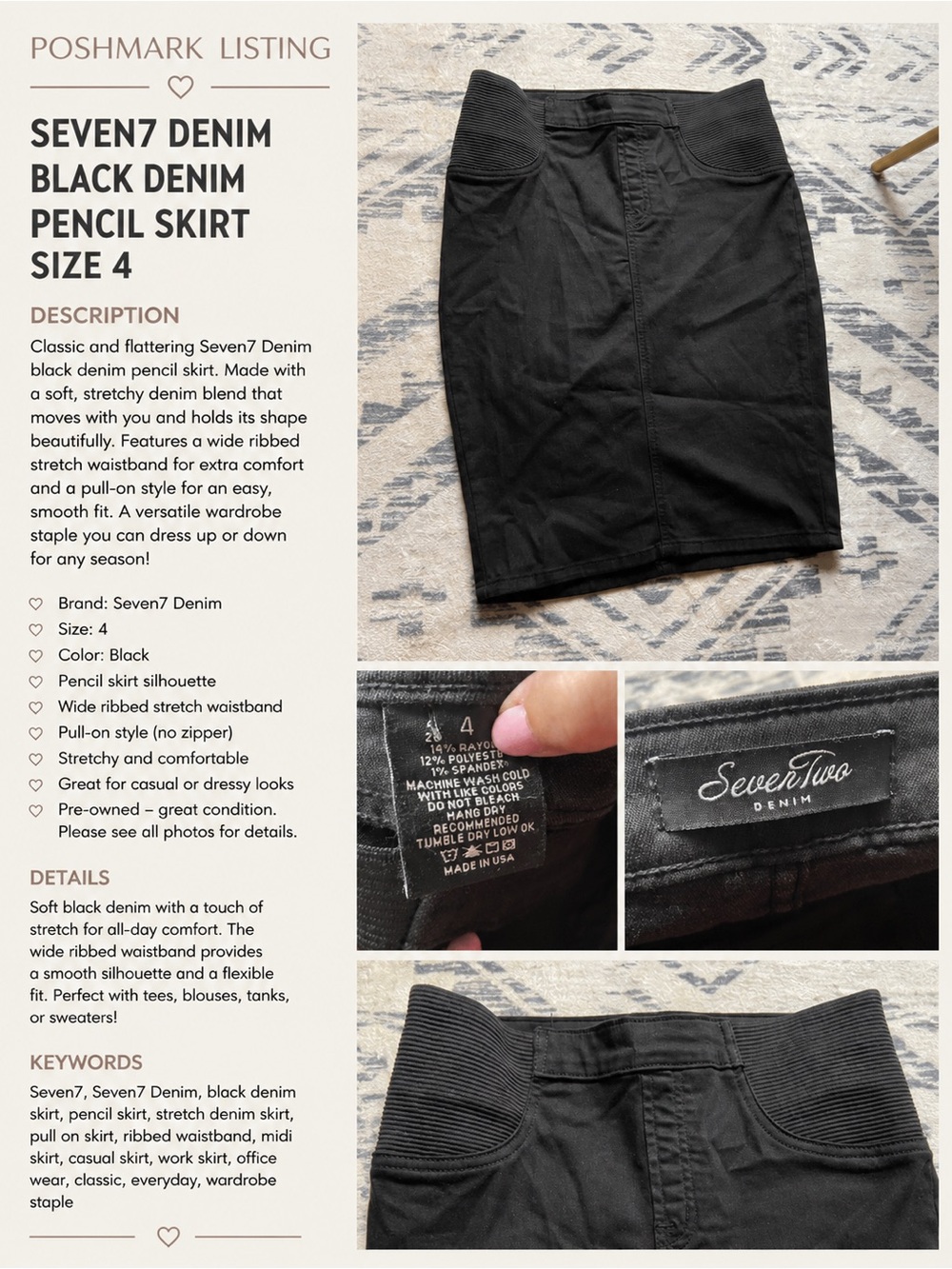 Black Pencil Skirt - Black Size 4